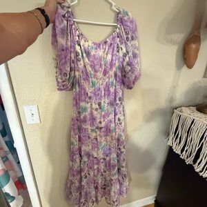 Floral Purple and Cream Women's Dress